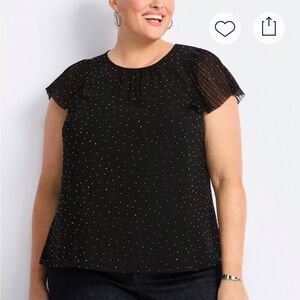 Daniel Rainn Black Polka Dot Women's Top